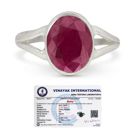 Crystu Natural Certified Ruby Manik Gemstone Ring Original Silver 925 ...