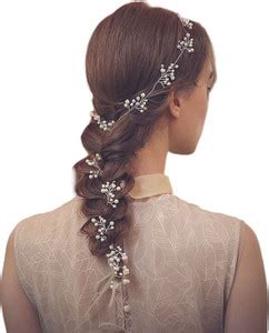 SAMYAK Beautiful Wedding Bridal Veni Pearl Headdress Hair Extension ...