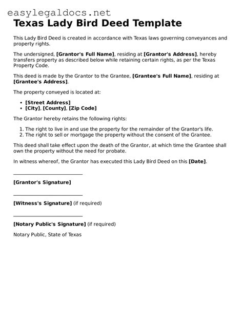 Free Texas Lady Bird Deed Forms — Download PDF Template