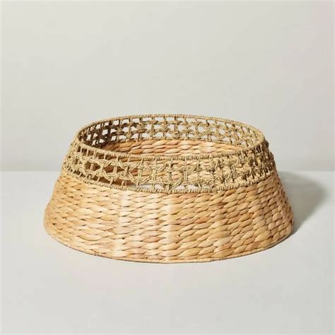 26" Basket Woven Christmas Tree Collar Light Brown - Hearth & Hand with ...