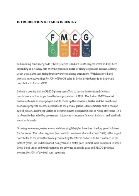 Introduction of fmcg industry CAB - INTRODUCTION OF FMCG INDUSTRY Fast ...