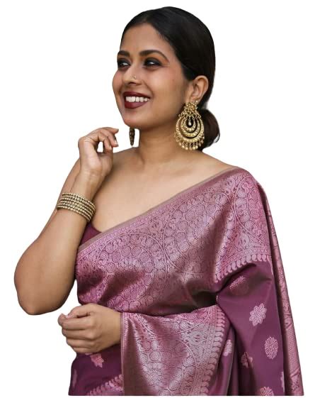 Buy TUSHKI FAB Jacquard Soft Lichi Silk Saree Women's Banarasi ...