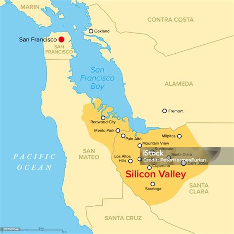 Silicon Valley A Region In Northern California Usa Political Map Stock ...