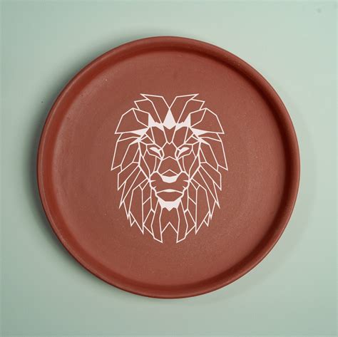 Lion Geometric Face Terracotta Wall Plate – Almiro Tree