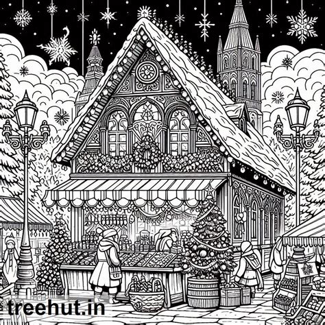 Christmas Market Coloring Pages
