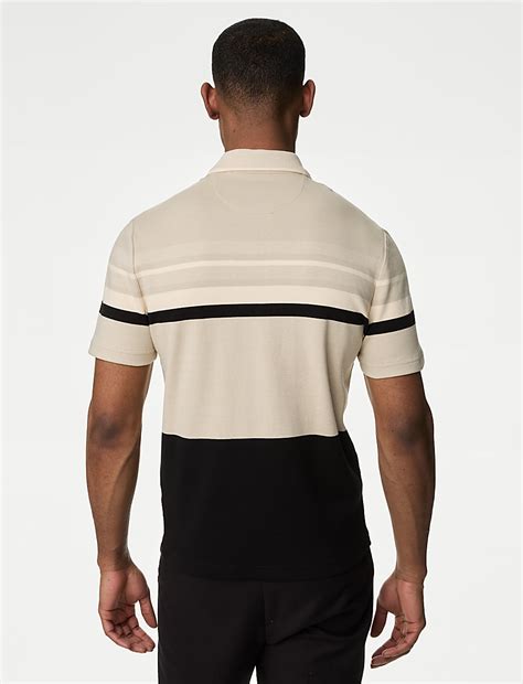 Buy Pure Cotton Double Knit Striped Polo Shirt at Marks & Spencer