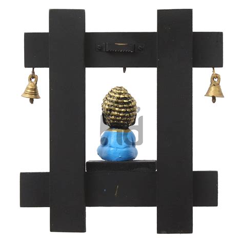 Peaceful Buddha Sitting Wooden Keyholder with 5 Key Knobs - eCraftIndia ...