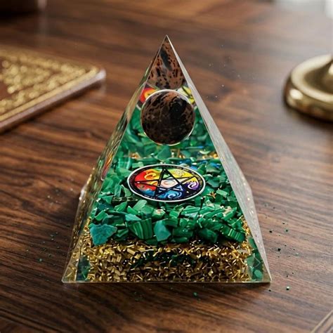 Buy Green Orgonite Pyramid With Crystal Chips, Pentagram Energy ...