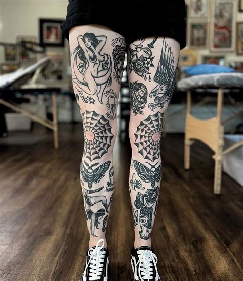 Old School Tattoo Leg Sleeve