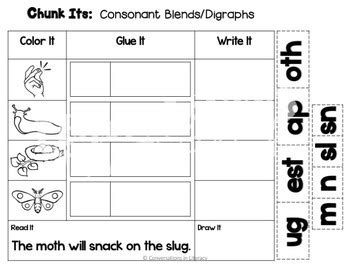 Blends and Digraphs Activities Phonics Word Work Chunk Its Distance ...