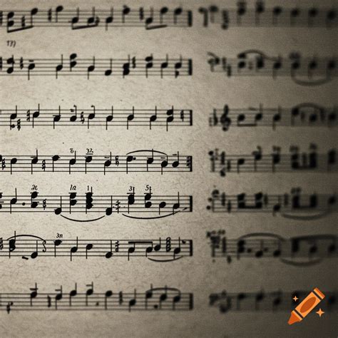 A close-up view of vintage sheet music with a focus effect, featuring ...