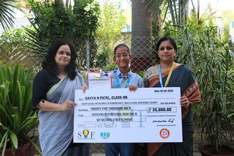 Kavya N Patel – NATIONAL CYBER OLYMPIAD INTERNATIONAL RANK 1