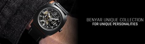 BENYAR Automatic Mechanical Skeleton Leather Strap Men's Analogue Watch ...