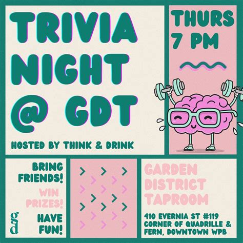 Trivia Thursdays @ Garden District Taproom DOWNTOWN WPB!, 410 Evernia ...
