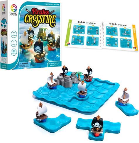 Buy SmartGames Pirates Crossfire Board Game with 80 Challenges and 4 ...