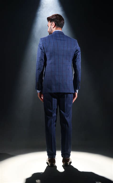 Midnight Blue Windowpane Check Suit