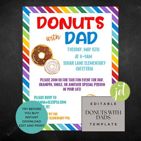 Donuts With Dad Editable Invitation Flyer (digital Download) - Etsy