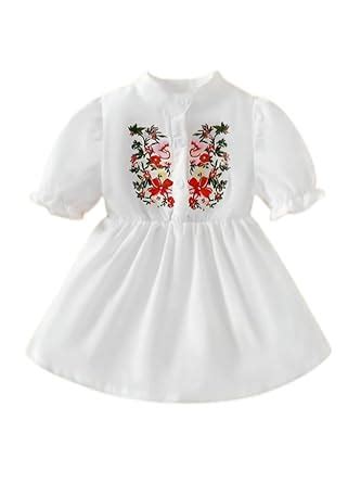 Buy M Mohima Girl's Cotton Casual Floral Printed Short Sleeves Frock ...