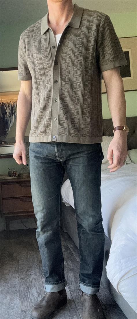 Outfit today, sweater polo and jeans. I’ve seen a lot of exposed ribbed ...