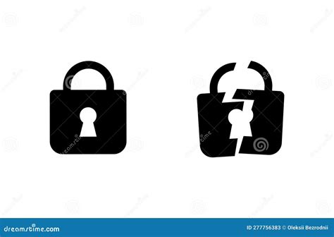 Whole and Broken Padlock. Security and Privacy Symbol Stock Vector ...