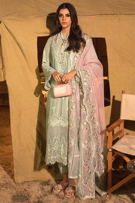 Hoortex Pakistani Cotton Pista Color Salwar Kameez With Heavy Net ...