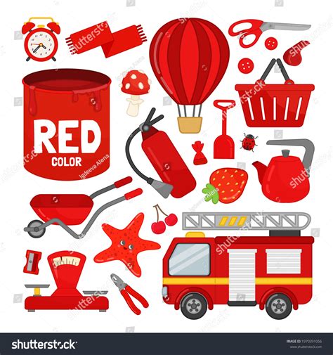Vector Set Red Color Objects Learn Stock Vector (Royalty Free ...
