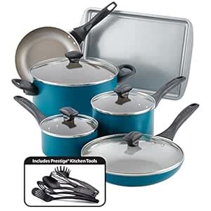Buy Farberware 20361 Nonstick Cookware Set, Large, Teal Online at Low ...
