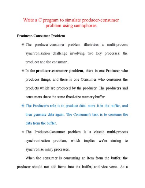 OS 3rd Program: Producer-Consumer Problem Using Semaphores ...
