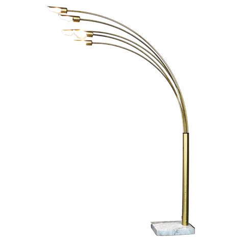 Large Brass Arc Floor Lamp with Marble Base at 1stDibs