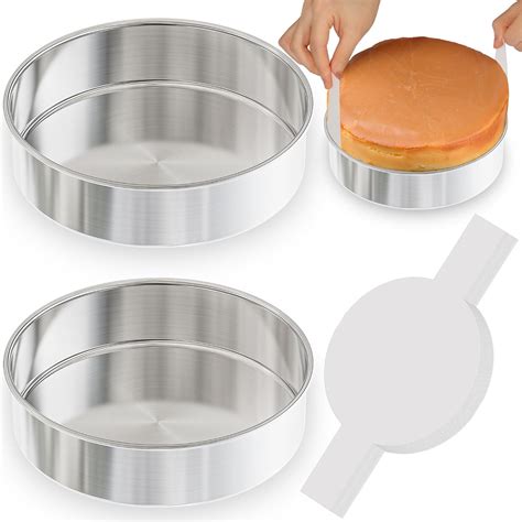 AWTBDP 8 Inch Round Cake Pans Set of 2, Nonstick Stainless Steel Baking ...