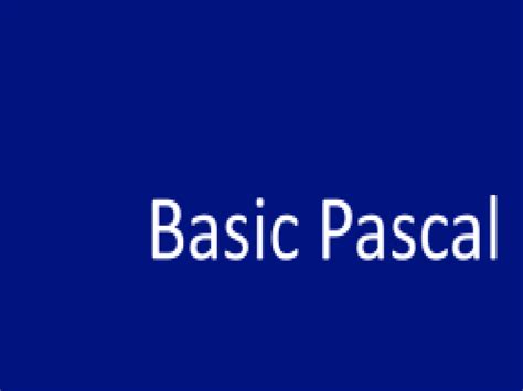 Image result for Pascal Basic