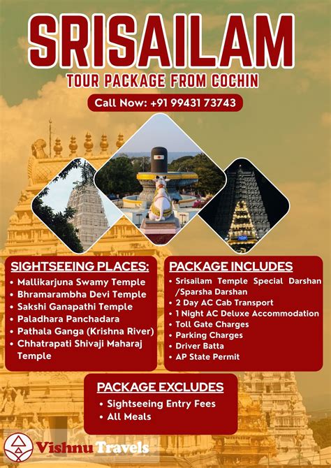 Cochin to Srisailam Tour Package for 2 Days - Vishnu Travels