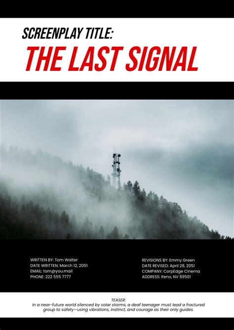 Free Screenplay Cover Page Templates to Edit Online