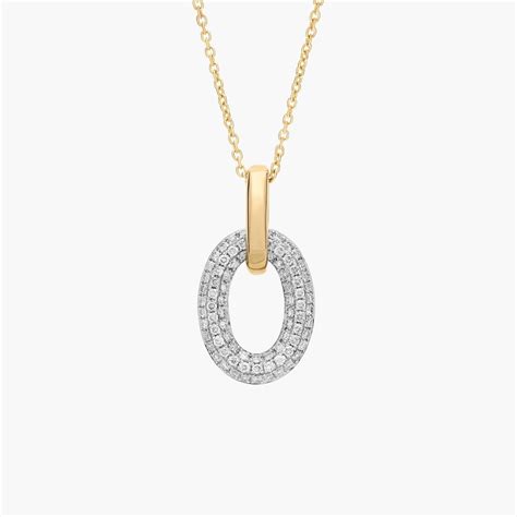 Two-Toned Interlocking Pavé Link Necklace in 14K Yellow Gold (2/5 Ct. Tw.)