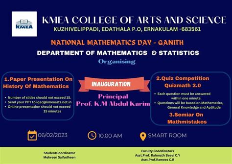National Mathematics Day 06-02-2023 - KMEA College of Arts and Science