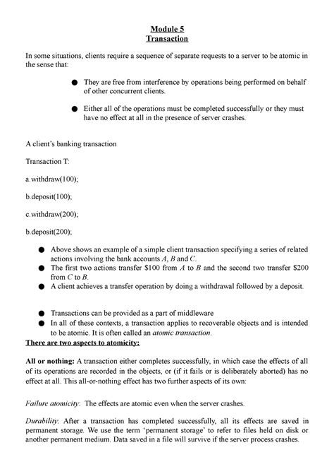 Module 5 DC - DC notes 2015 scheme - Module 5 Transaction In some ...