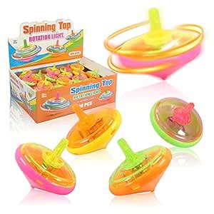 Buy PROLOSO 100 Pcs Light Up Spinning Tops LED Flashing Spinners with ...