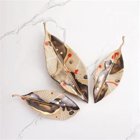 Ceramic hand painted and formed leaves | Dry leaf art, Leaf crafts ...