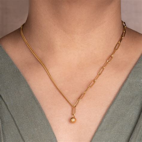 Artklim Gold Plated Round Pendant Double Layered Necklace