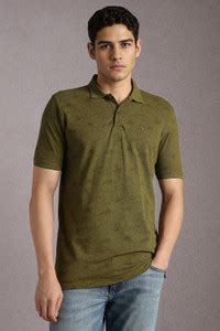 Louis Philippe Jeans Printed Men Polo Neck Dark Green T-Shirt - Buy ...