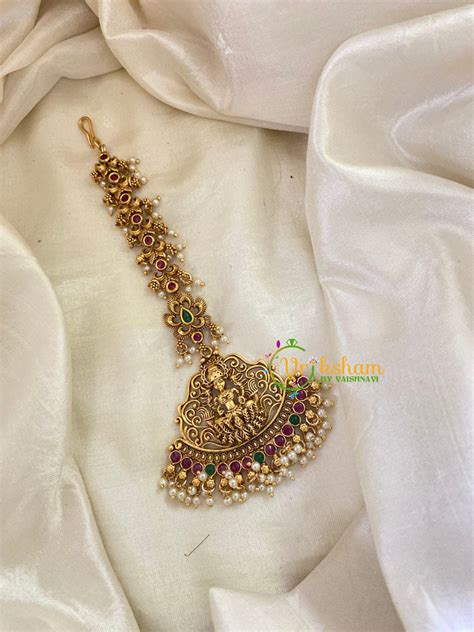 AD Stone Lakshmi Maang Tikka-Pearl -G8082 – vrikshamindia