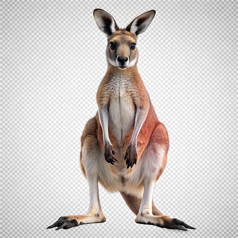 There is a kangaroo standing on its hind legs with its front paws on ...