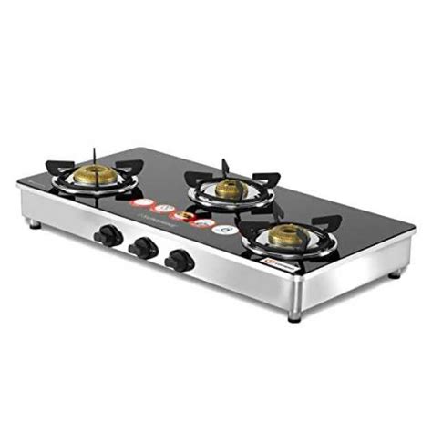 SUNSHINE Trendo Manual Ignition Glass Top 3 Burner Gas Stove ( Black ...