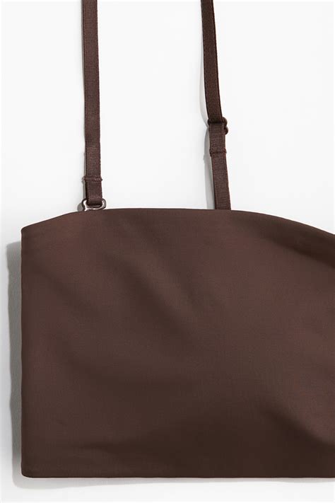 Padded jersey bandeau bra - Dark brown - Ladies | H&M IN
