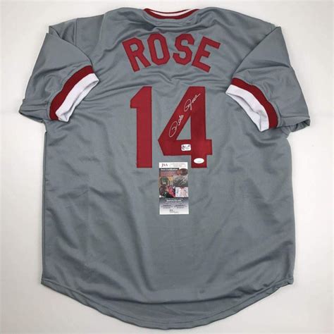Autographed/Signed Pete Rose Cincinnati Grey Baseball Jersey JSA COA at ...