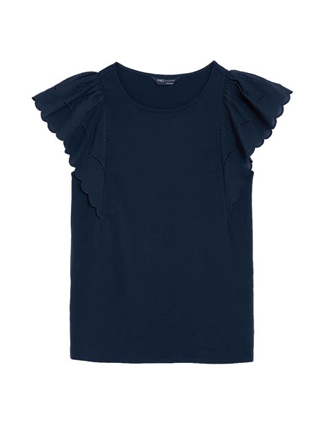 Buy Pure Cotton Broderie Detail Top at Marks & Spencer