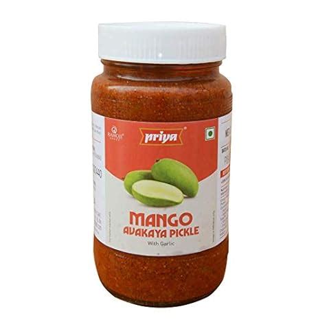Priya Mango Avakaya Pickle with Garlic, 500g - Homemade Avakai Aam ...