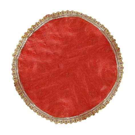 Buy Red Golden Dotted Net Thaal Posh/Thali Cover PSO Online at Low ...