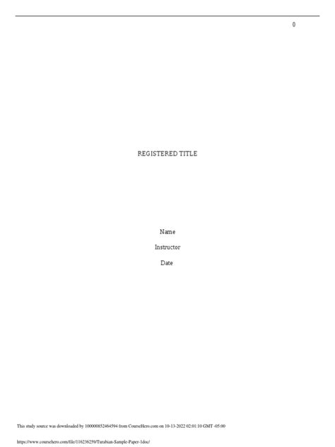 Image result for Turabian Format Paper Example