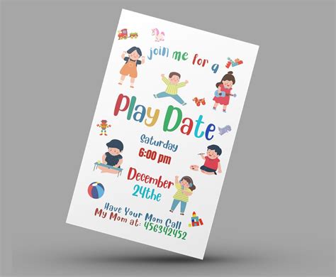 Playdate Invitation Template Editable Printable Playdate Card, Play ...